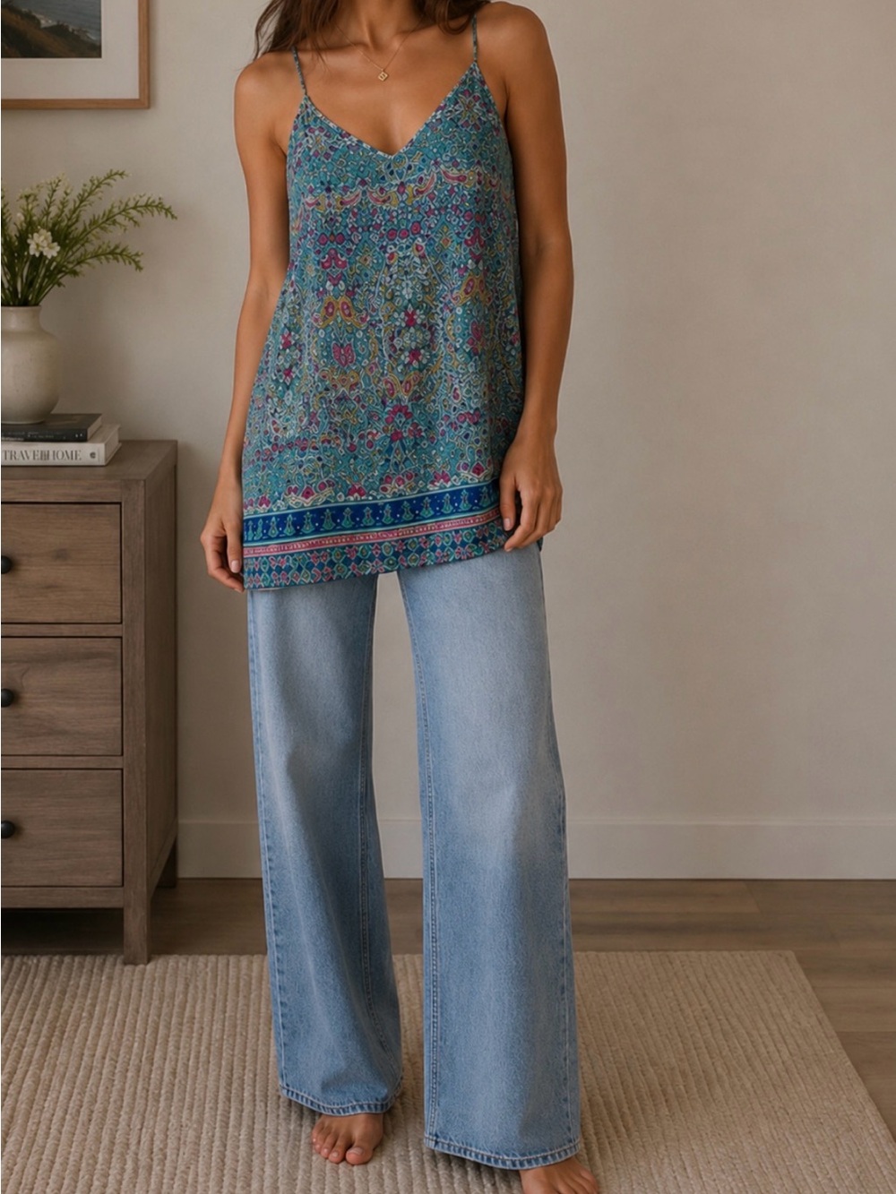 Anthropologie Maeve silk paisley floral tunic